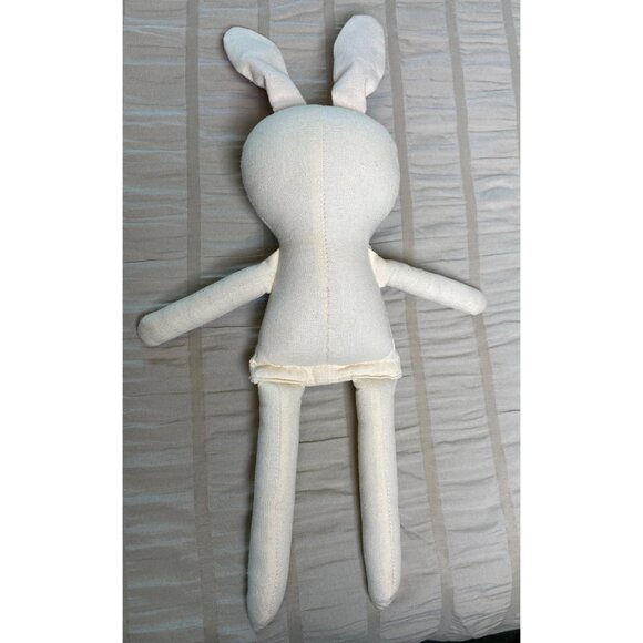 Handmade Plush Bunny Doll with Embroidered Face & Pink Ears, Nursery Room Decor - Picture 4 of 6